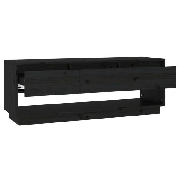 Comodă TV, negru, 110,5x34x40 cm, lemn masiv de pin