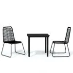 Set de mobilier pentru grădină, 3 piese, negru
