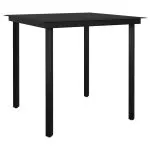 Set de mobilier pentru grădină, 3 piese, negru