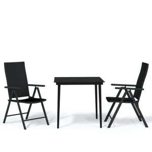 Set mobilier de grădină, 3 piese, negru