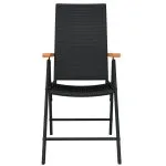 Set mobilier de grădină, 9 piese, negru