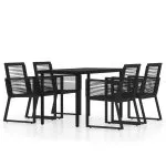 Set de mobilier pentru grădină, 5 piese, negru