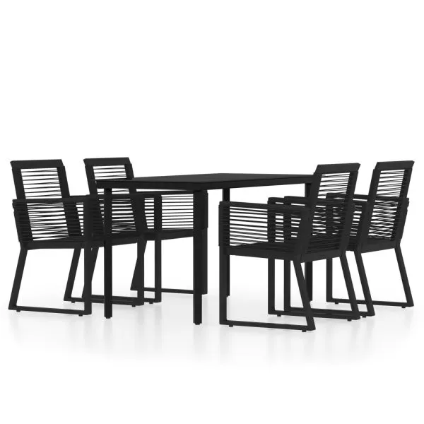 Set de mobilier pentru grădină, 5 piese, negru