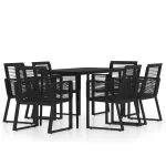 Set de mobilier pentru grădină, 7 piese, negru