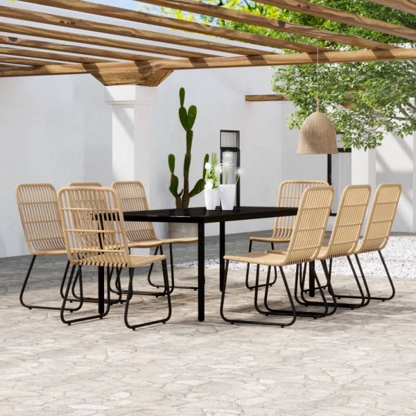 Set de mobilier pentru grădină, 9 piese, stejar