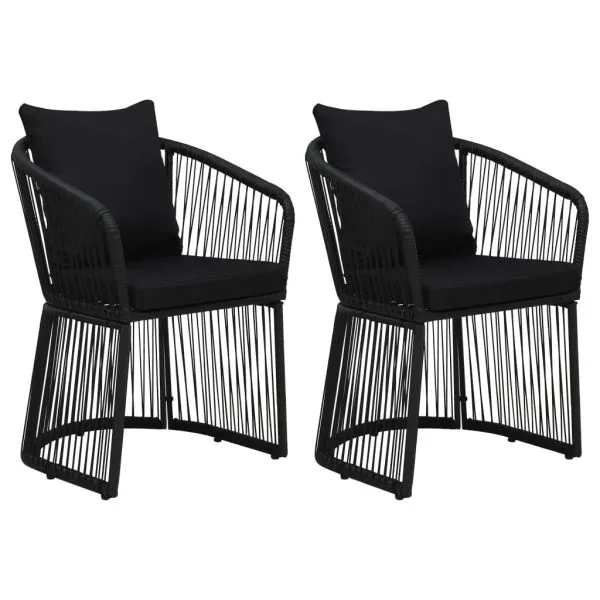 Set mobilier de grădină cu perne, 3 piese, negru