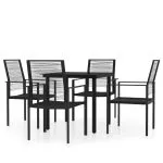 Set de mobilier pentru grădină, 5 piese, negru