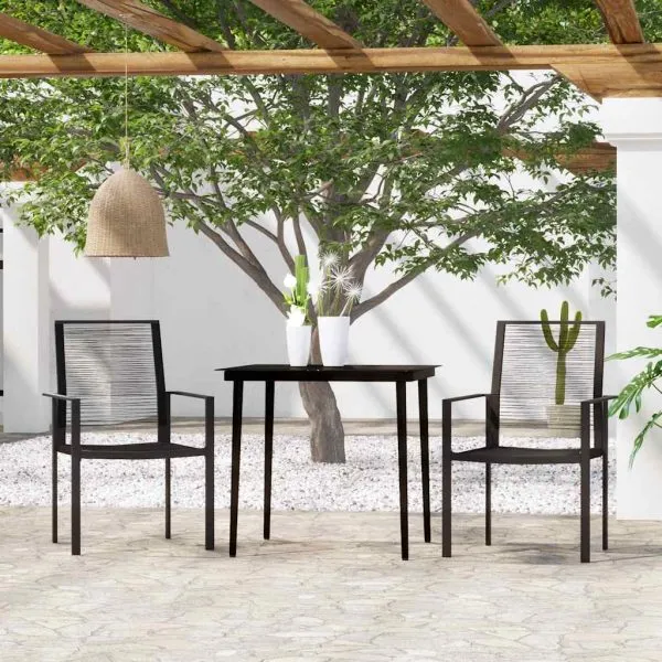 Set mobilier de grădină, 3 piese, negru