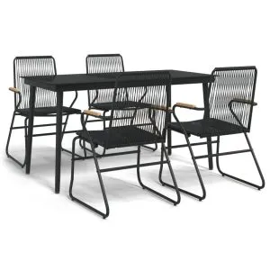 Set mobilier de grădină, 5 piese, negru, ratan PVC
