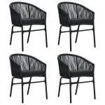 Set de servit masa pentru grădină, 5 piese, negru