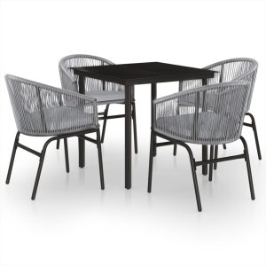 Set mobilier de grădină, 5 piese, gri