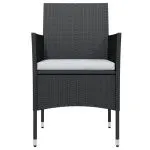 Set masă pentru grădină, 5 piese, cu perne, negru
