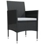 Set mobilier de grădină cu perne, 9 piese, negru