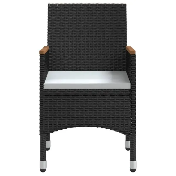 Set masă pentru grădină, 5 piese, cu perne, negru