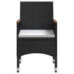 Set de masă pentru grădină, 7 piese, cu perne, negru