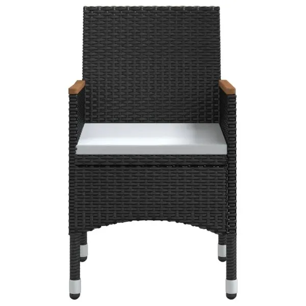 Set de masă pentru grădină, 7 piese, cu perne, negru