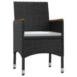 Set mobilier de grădină cu perne, 9 piese, negru