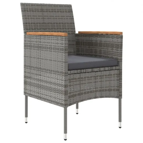 Set mobilier de grădină, cu perne, 9 piese, gri și negru