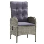 Set mobilier de grădină, cu perne, 3 piese, gri și negru