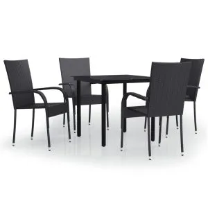 Set mobilier de grădină, 5 piese, negru