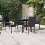 Set mobilier de grădină, 5 piese, negru