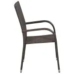 Set mobilier de grădină, 5 piese, maro și negru