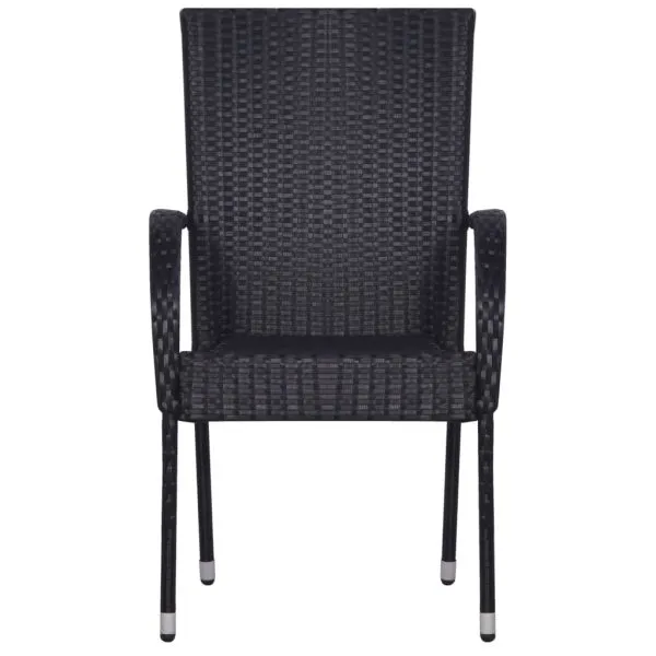 Set mobilier de grădină, negru, 7 piese