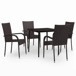 Set de servit masa pentru grădină, 5 piese, maro și negru