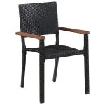 Set de servit masa pentru grădină, 7 piese, negru