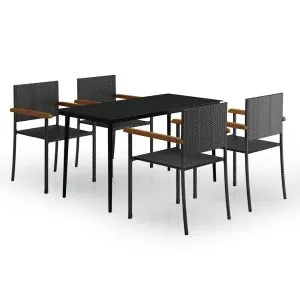 Set de servit masa pentru grădină, 5 piese, negru