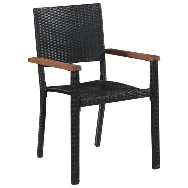 Set mobilier pentru grădină, 7 piese, negru