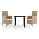 Set mobilier de grădină, cu perne, 3 piese, bej