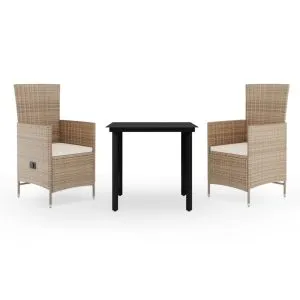Set mobilier de grădină, cu perne, 3 piese, bej