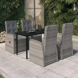 Set de mobilier pentru grădină, cu perne, 5 piese, gri
