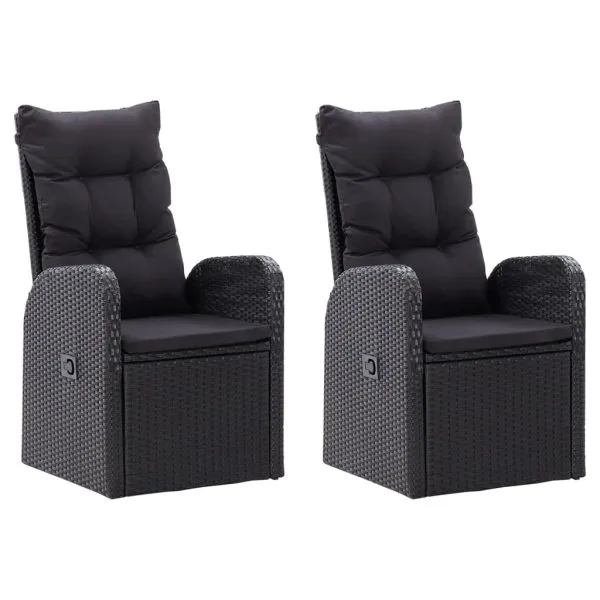 Set mobilier de grădină cu perne, 9 piese, negru
