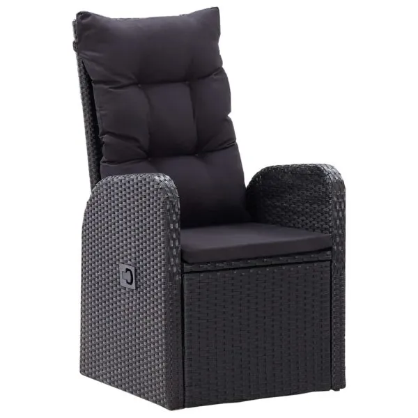 Set mobilier de grădină cu perne, 9 piese, negru