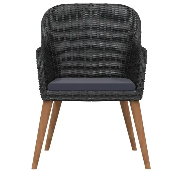 Set masă pentru grădină, 5 piese, cu perne, negru