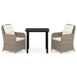 Set mobilier pentru grădină, 3 piese, maro