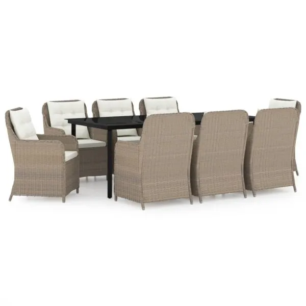 Set mobilier pentru grădină, 9 piese, maro
