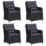 Set de servit masa pentru grădină, 5 piese, negru