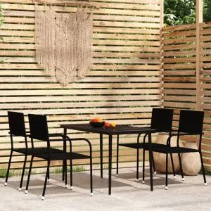 Set de mobilier pentru grădină, 5 piese, negru