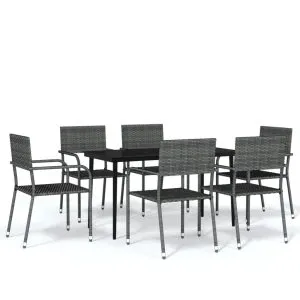 Set mobilier pentru grădină, 7 piese, gri