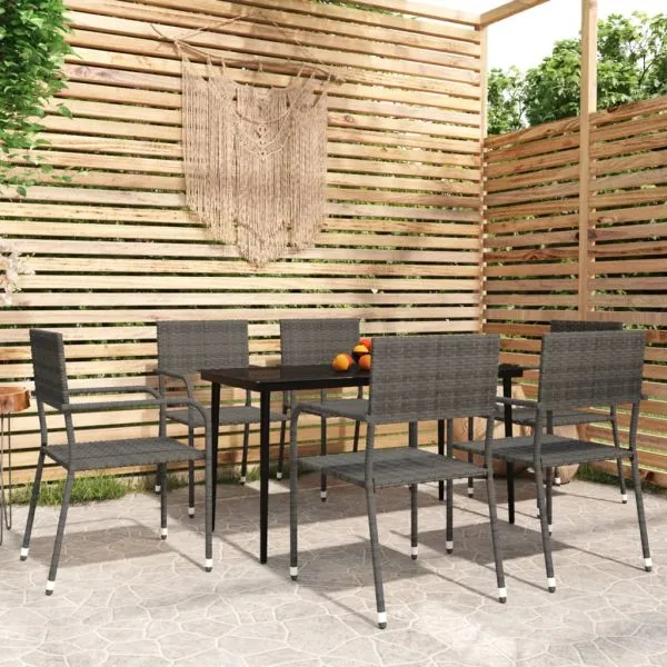 Set mobilier pentru grădină, 7 piese, gri