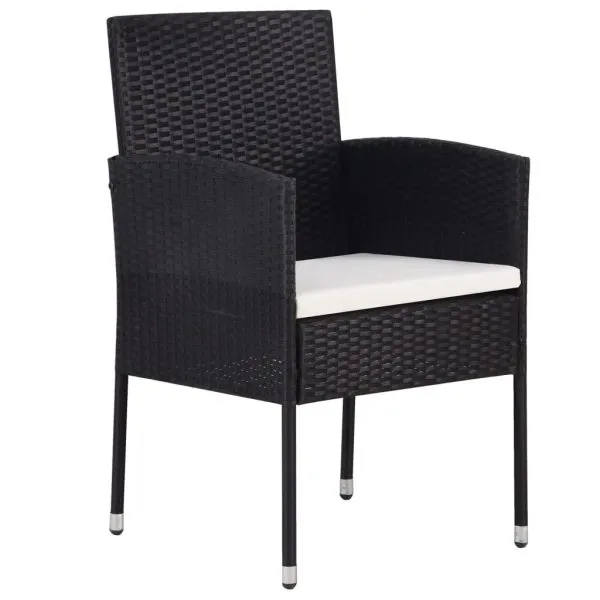 Set de servit masa pentru grădină, 5 piese, negru
