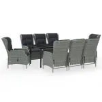 Set mobilier de grădină, 9 piese, gri deschis