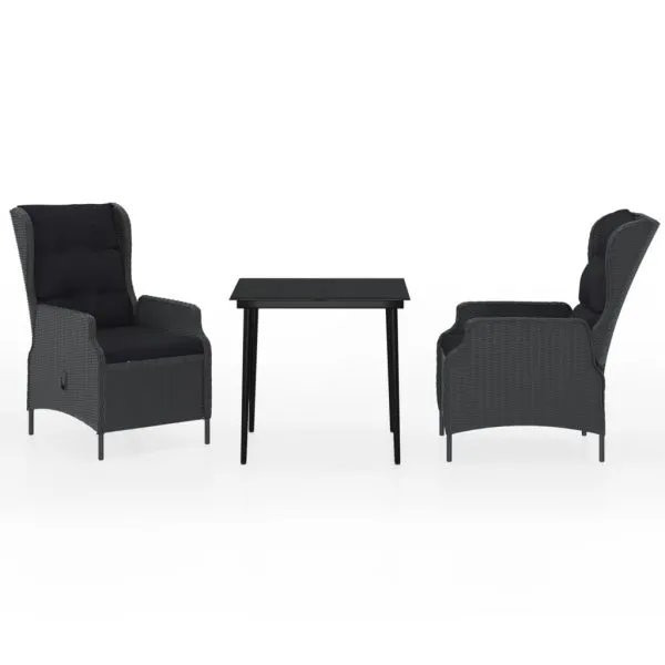 Set de mobilier pentru grădină, 3 piese, gri închis