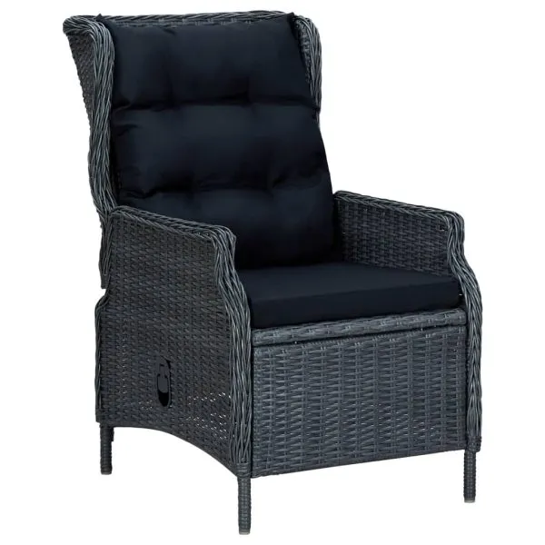 Set de mobilier pentru grădină, 3 piese, gri închis