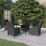 Set mobilier pentru grădină, 5 piese, gri închis