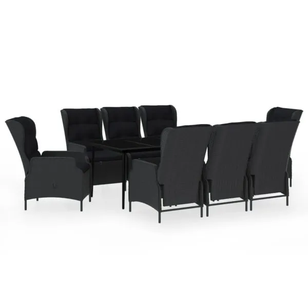Set de mobilier pentru grădină, 9 piese, gri închis