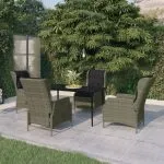 Set mobilier de grădină, 5 piese, maro